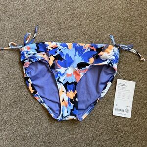 Athleta Cinch Full Bikini Bottom Blue Floral Size S